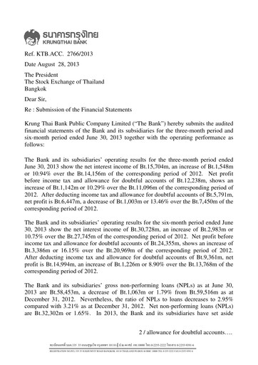 Thumbnail Krung Thai Bank Quarterly Report 2013-q2