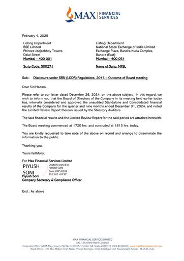 Miniature Max Financial Services
 Rapport trimestriel 2024-q3