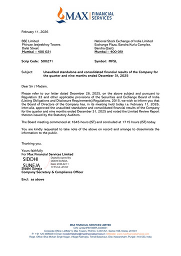 Miniature Max Financial Services
 Rapport trimestriel 2025-q3