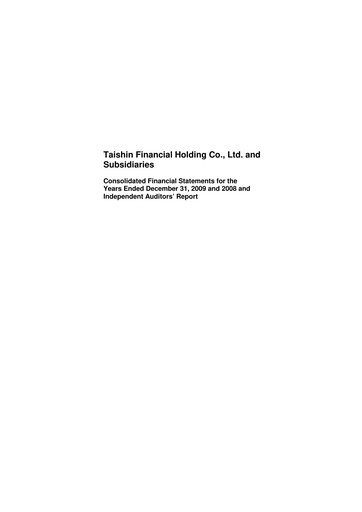 Thumbnail Taishin Financial Holdings
 Financial Statement 2009