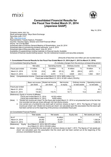 Thumbnail Mixi Financial Statement 2014