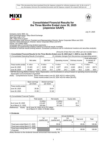 Thumbnail Mixi Quarterly Report 2026-q1