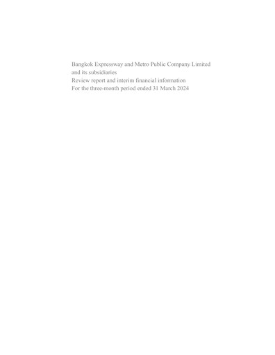 Miniature Bangkok Expressway and Metro (BEM) Rapport trimestriel 2024-q1