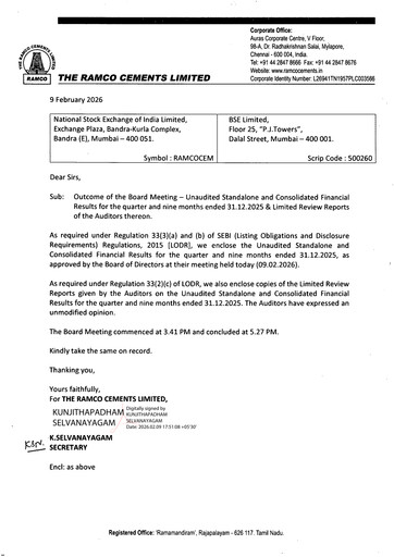 Thumbnail Ramco Cements
 Quarterly Report 2025-q3