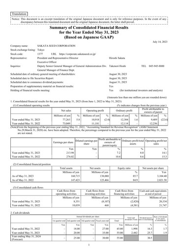 Thumbnail Sakata Seed Financial Statement fy2023