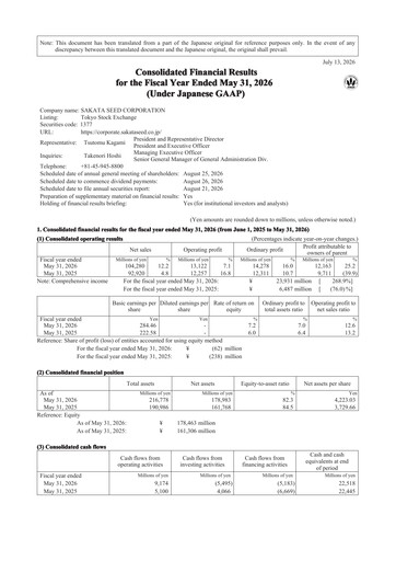 Thumbnail Sakata Seed Financial Statement fy2026