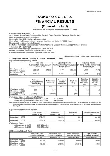 Thumbnail Kokuyo Financial Statement 2009