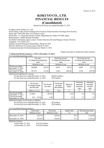 Thumbnail Kokuyo Financial Statement 2011
