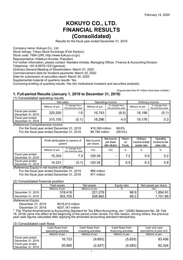 Thumbnail Kokuyo Financial Statement 2019