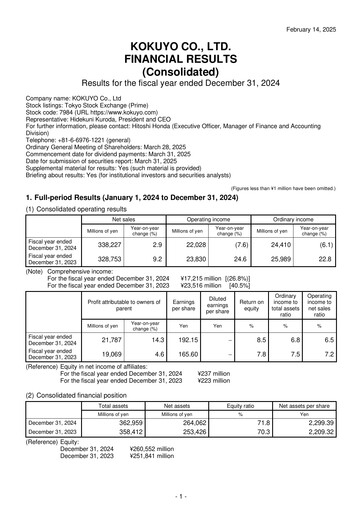 Thumbnail Kokuyo Financial Statement 2024