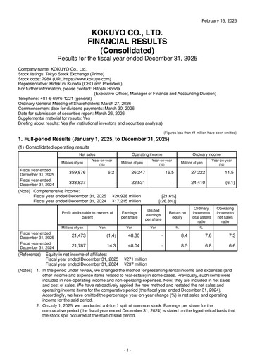 Thumbnail Kokuyo Financial Statement 2025