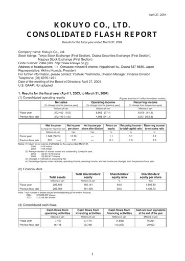 Thumbnail Kokuyo Financial Statement fy2004