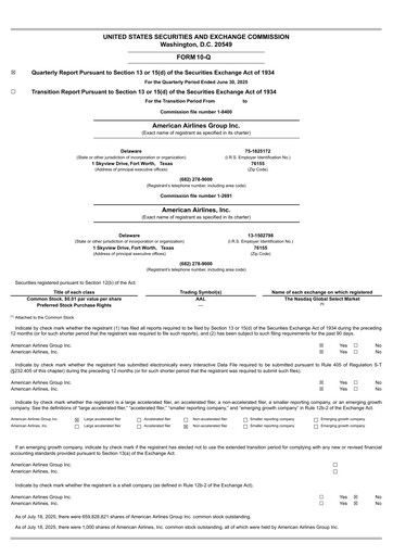 Vorschaubild American Airlines Quartalsbericht 2025-q2