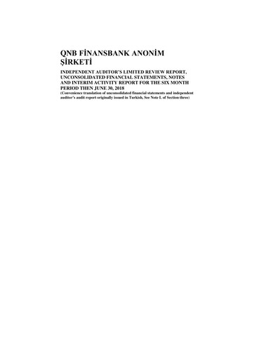 Thumbnail QNB Finansbank Half-year Report 2018-h1