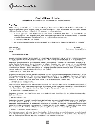 Thumbnail Central Bank of India Annual Report 2008-2009