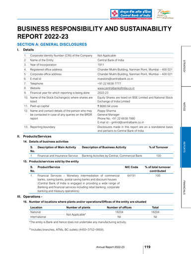 Thumbnail Central Bank of India ESG Report 2022-2023