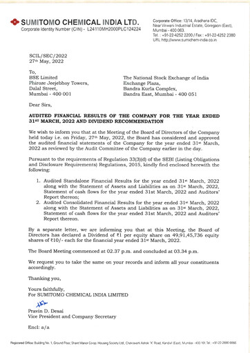 Thumbnail Sumitomo Chemical
 India Financial Statement 2021-2022