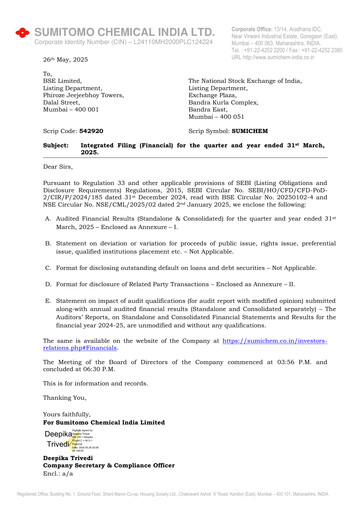 Thumbnail Sumitomo Chemical
 India Financial Statement 2024-2025