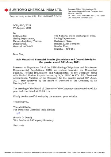 Thumbnail Sumitomo Chemical
 India Quarterly Report 2021-q1