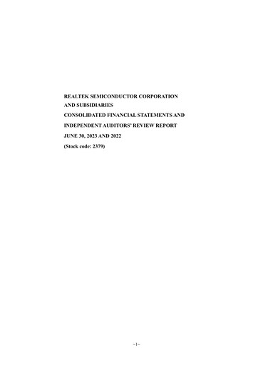 Thumbnail Realtek
 Quarterly Report 2023-q2