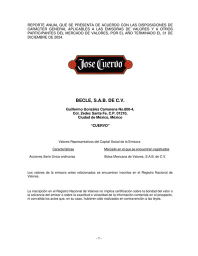 Thumbnail Becle Annual Report 2024