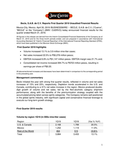 Thumbnail Becle Quarterly Report 2019-q1