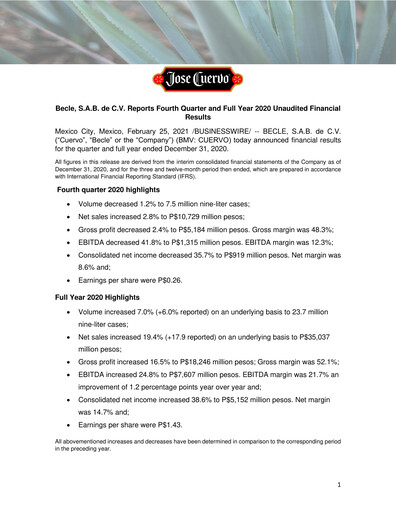 Thumbnail Becle Quarterly Report 2020-q4