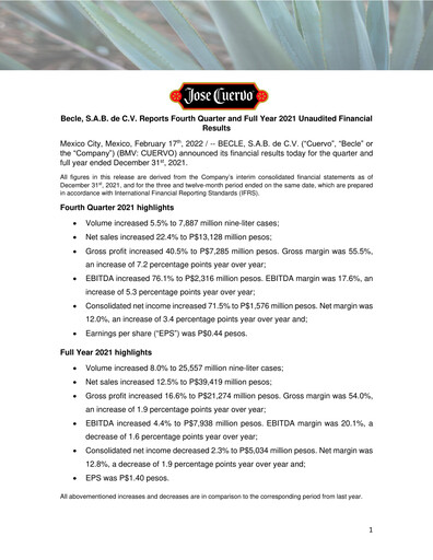 Thumbnail Becle Quarterly Report 2021-q4