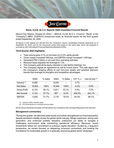 Thumbnail Becle Quarterly Report 2025-q3