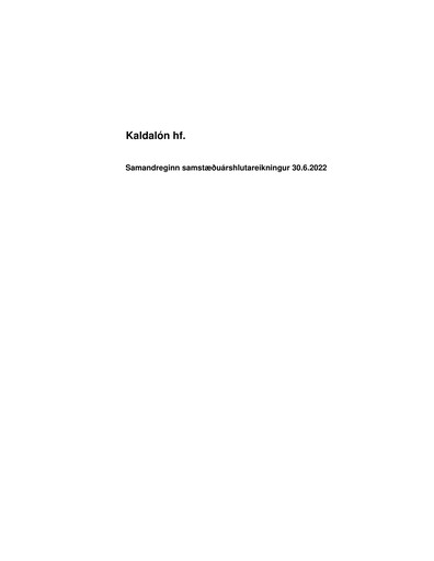 Thumbnail Kaldalón Half-year Report 2022-h1