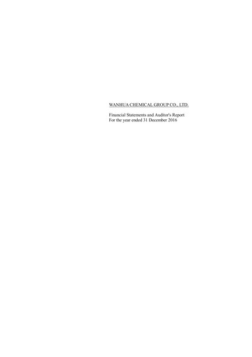 Miniature Wanhua Chemical Rapport annuel 2016