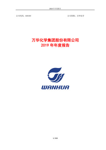 Miniature Wanhua Chemical Rapport annuel 2019