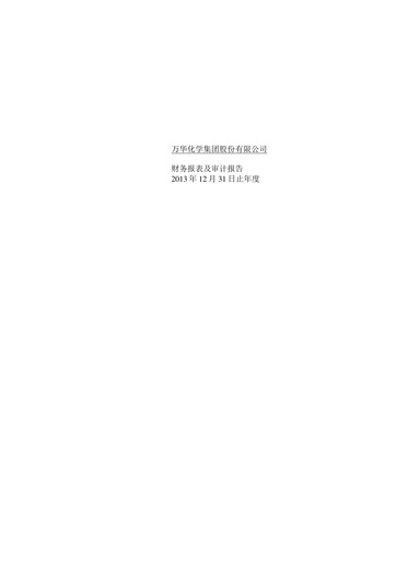 Miniature Wanhua Chemical Bilan financier 2013