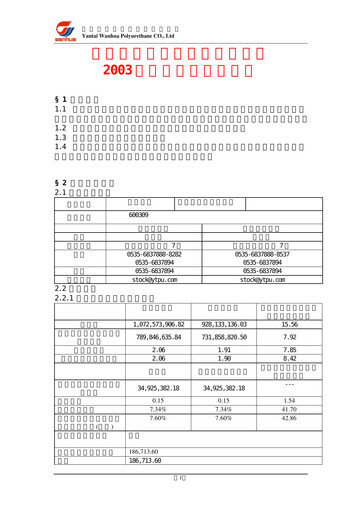Thumbnail Wanhua Chemical Quarterly Report 2003-q1