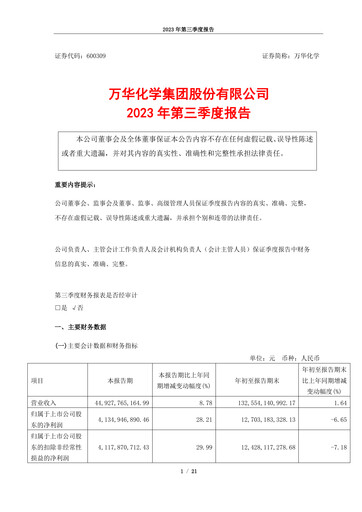 Thumbnail Wanhua Chemical Quarterly Report 2023-q3