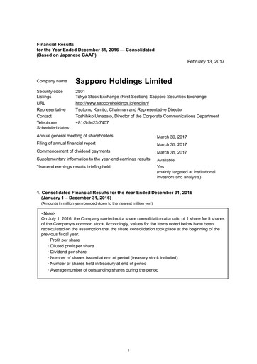 Miniature Sapporo Bilan financier 2016
