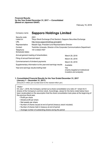 Miniature Sapporo Bilan financier 2017