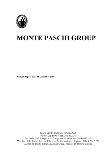 Thumbnail Banca Monte dei Paschi di Siena Annual Report 2008