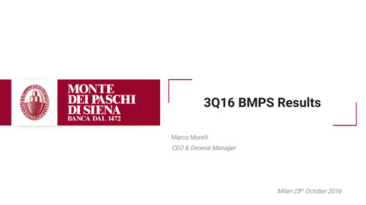 Thumbnail Banca Monte dei Paschi di Siena Quarterly Report 2016-q3