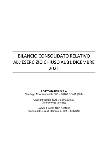 Thumbnail Lottomatica Group Financial Report 2021