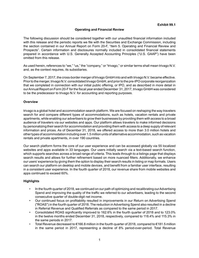 Thumbnail trivago Financial Report 2018