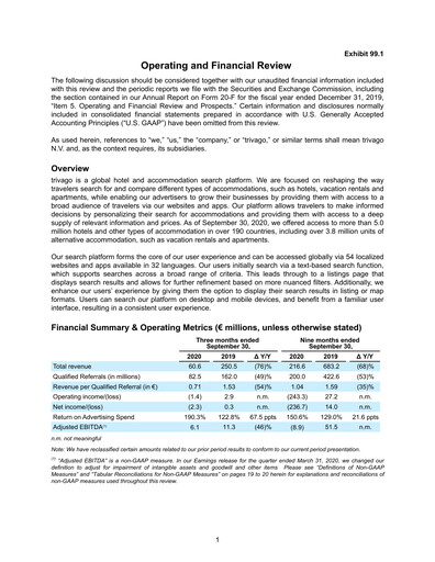 Thumbnail trivago Quarterly Report 2020-q3