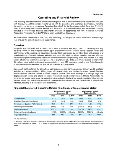 Thumbnail trivago Quarterly Report 2022-q3