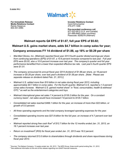 Miniature Walmart Rapport trimestriel 2013-q4
