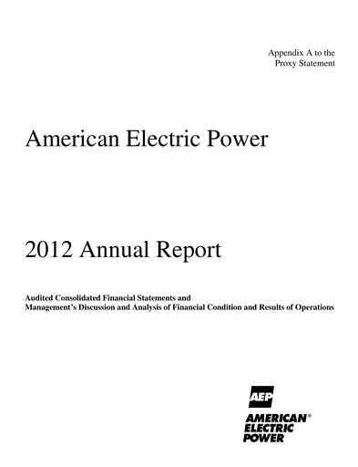 Thumbnail American Electric Power Annual Report 2012