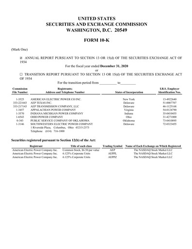 Thumbnail American Electric Power Financial Report 2020
