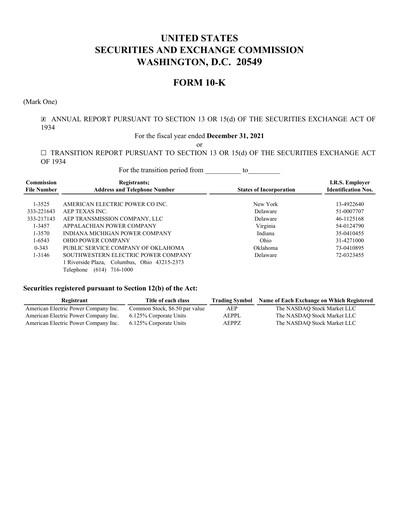 Thumbnail American Electric Power Financial Report 2021