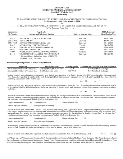 Thumbnail American Electric Power Quarterly Report 2020-q1