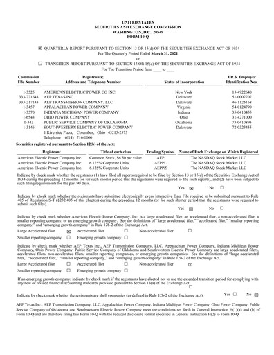 Thumbnail American Electric Power Quarterly Report 2021-q1
