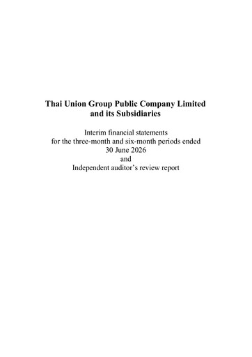 Vorschaubild Thai Union Group Finanzmitteilung 2026-h1